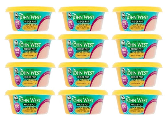 12 x John West No Drain Fridge Pot Tuna Steak with a Little Sunflower Oil 110g