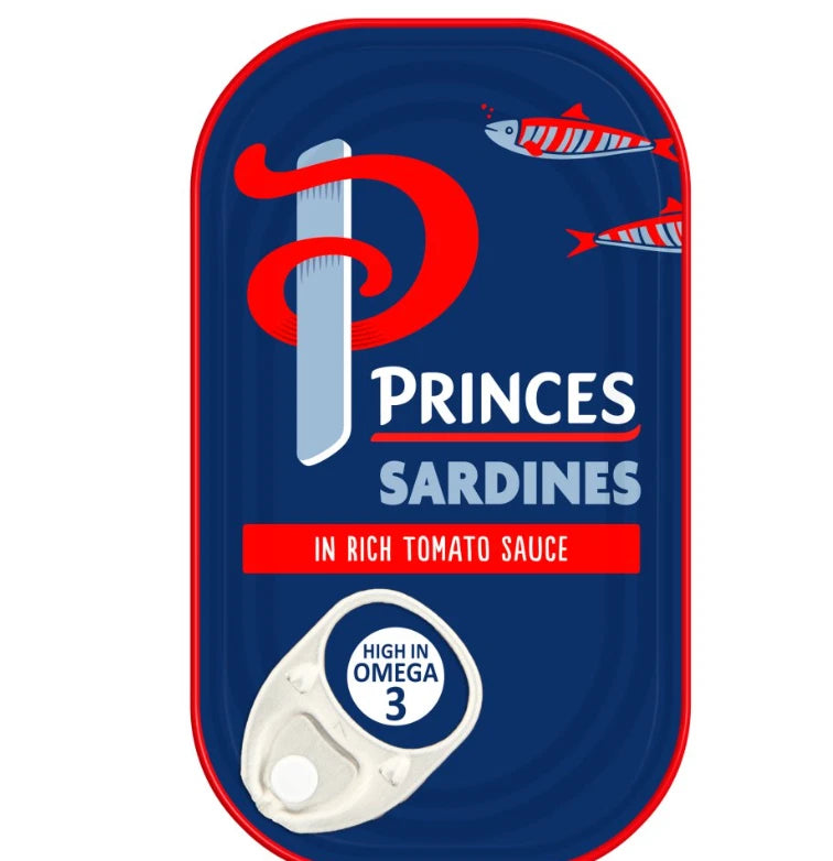 Princes Sardines in a Rich Tomato Sauce 120g Tin x 10 Pack Easy Open Tins