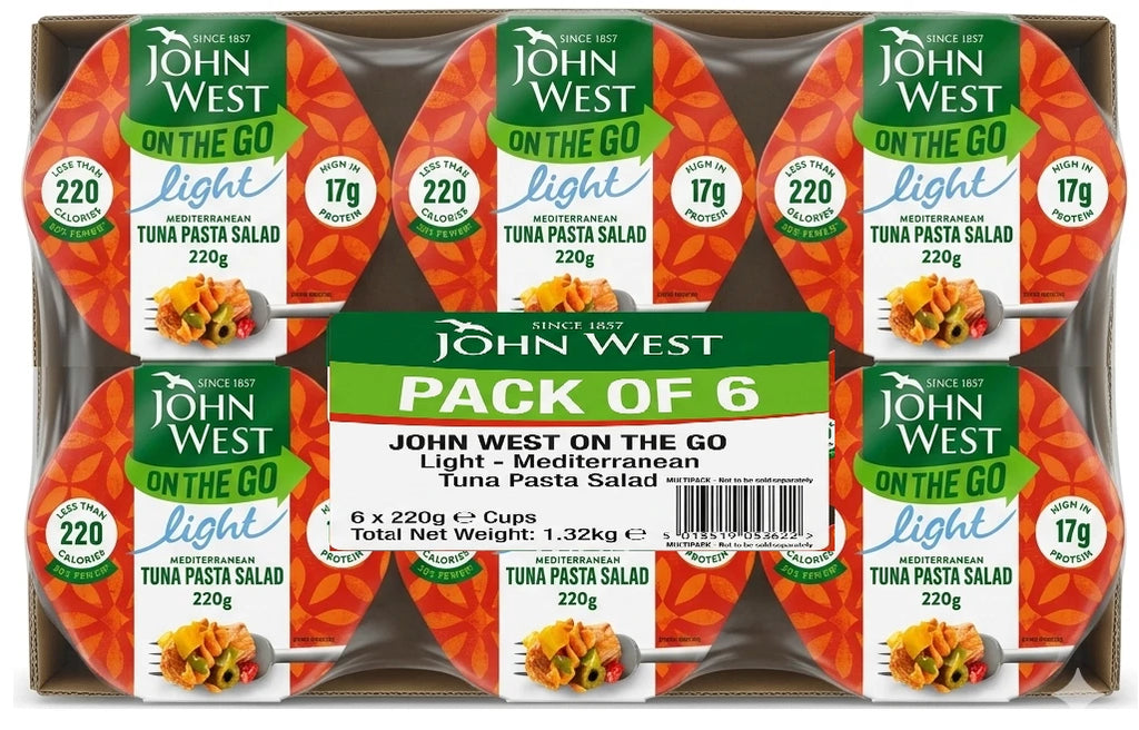 John West on the Go Light Mediterranean Tuna Pasta Salad 220g x 6
