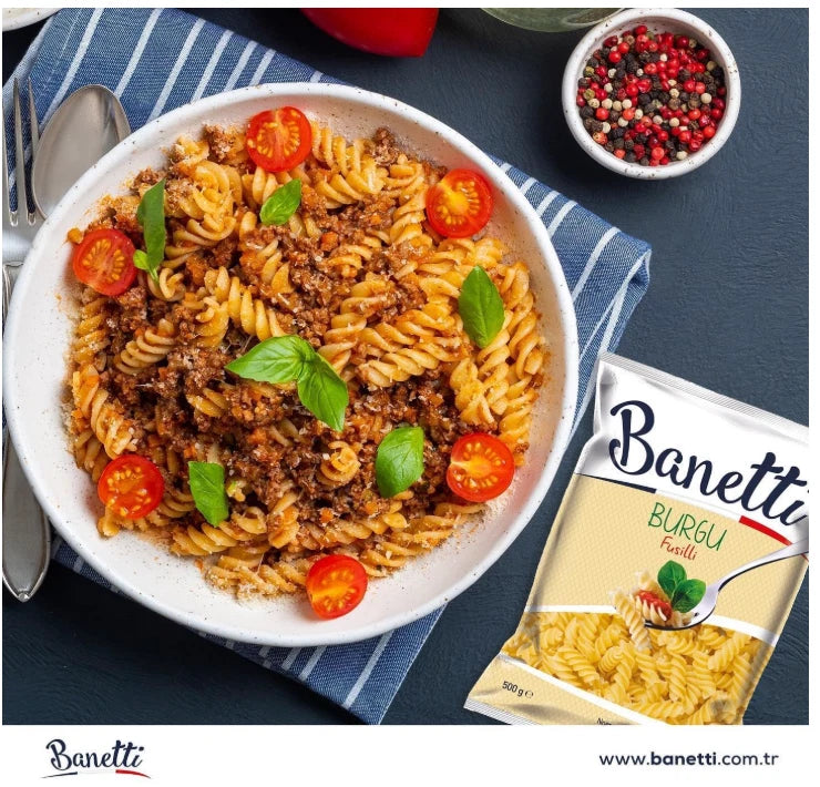 Banetti Burgu Fusilli 500g Pasta Made with 100% Durum Wheat Semolina 5 Pack