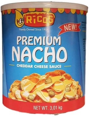 Rico's Premium Nacho Cheddar Cheese Sauce Tortilla Chips Ricos Dip 3kg Tin