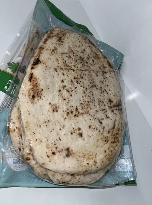 Leicester Handmade Garlic and Coriander Naans Bread Vegan Kosher 2 x 5 Pcs pack