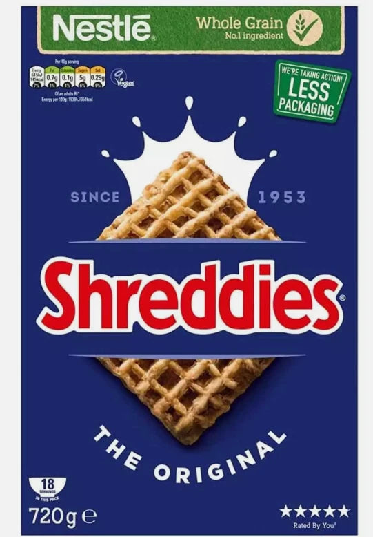 Nestle Shreddies The Original Breakfast Cereal Wholegrain Crunchy Pack 2 x 720g