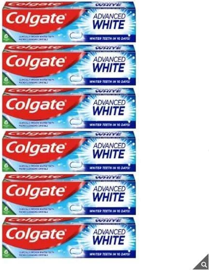 Colgate Advanced White Whitening Toothpaste Whiter Teeth - Pack of 6 x 125ml