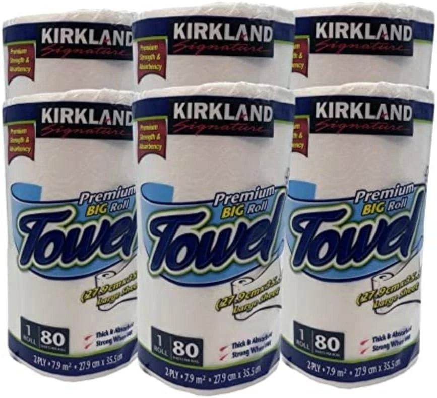 Kirkland Kitchen Towel Thick Absorbent 80 Large Sheets 6 Rolls