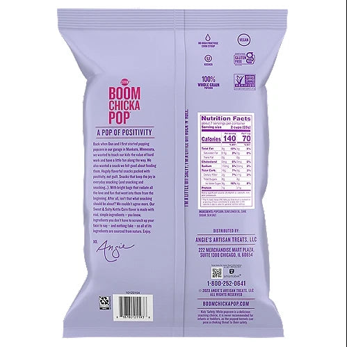Angie's Boom Chicka Pop Sweet & Salty Kettle Popcorn Movie Gluten Free Pack 652G