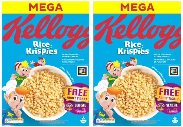 Kellogg's Rice Krispies Breakfast Toasted Grain Rice Cereal Mega Pack 2 x 660g