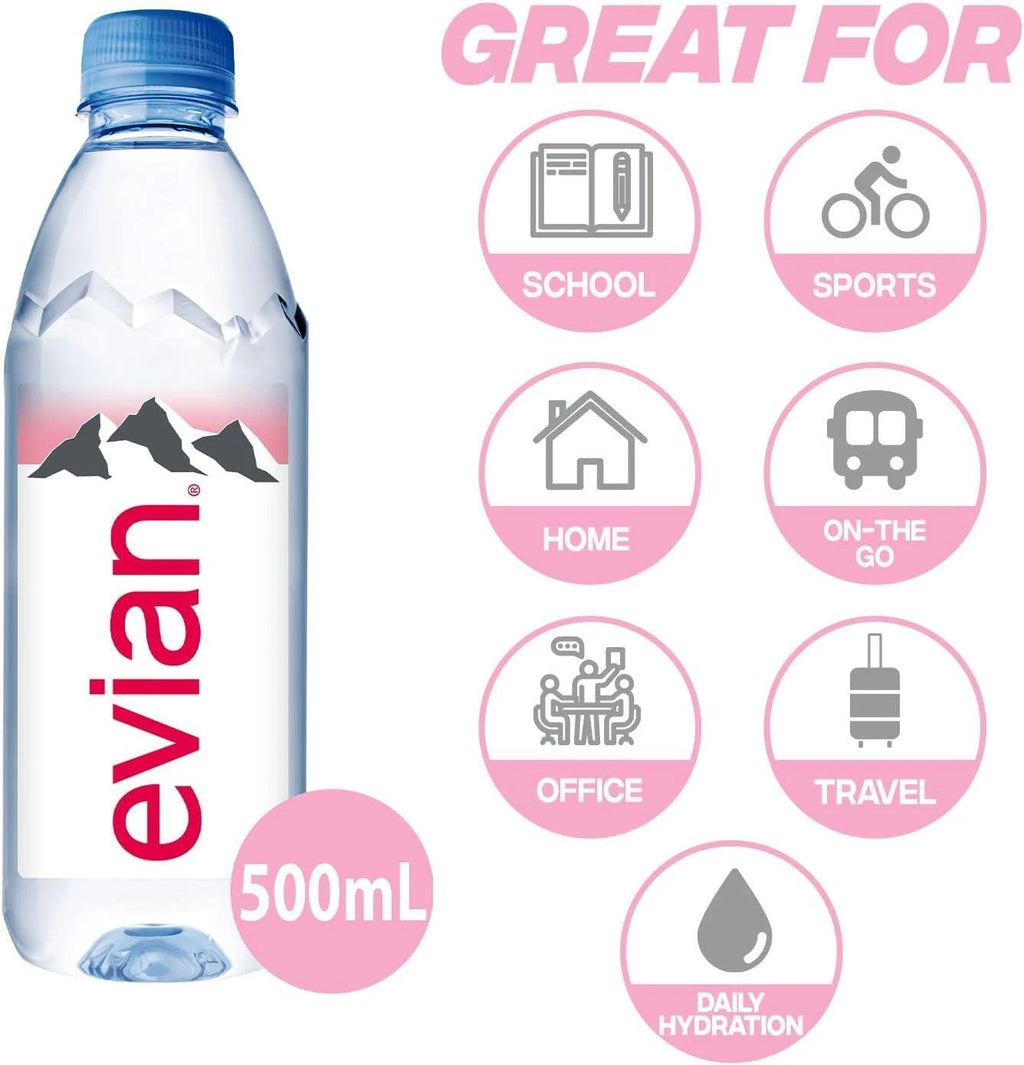 Evian Still Mineral Water Natural Drinking Water Screw Cap Bottle 1.5L x 6