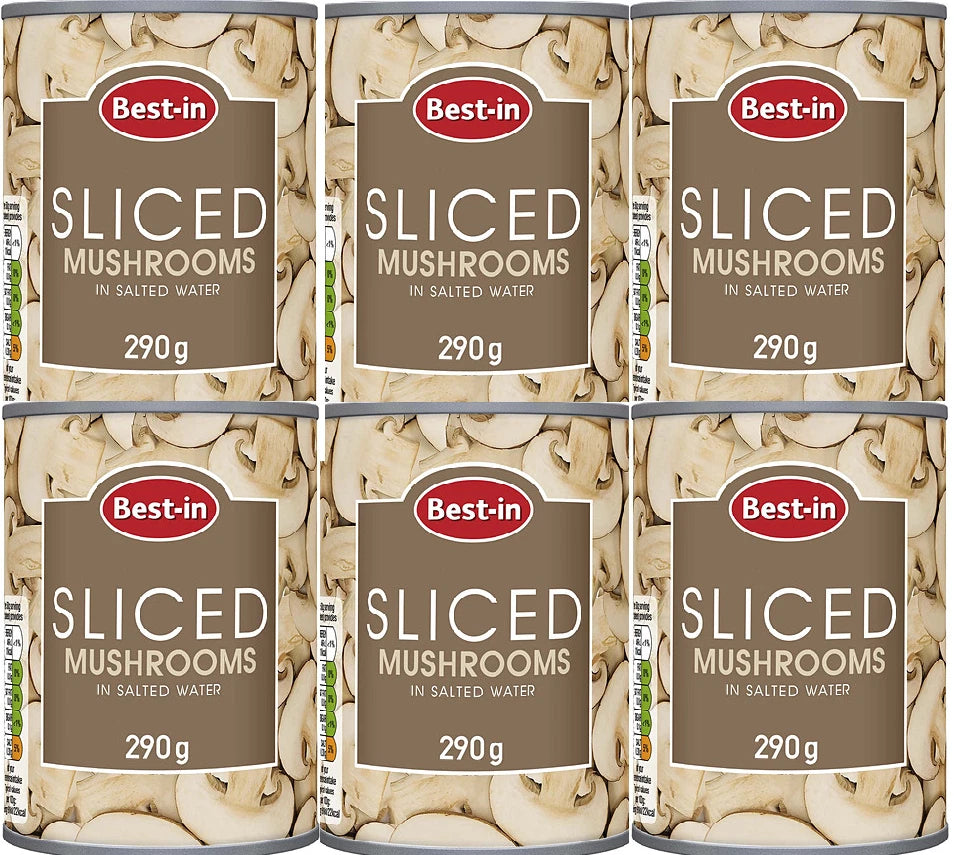 Bestin Sliced Mushrooms in Salted Water, 290g, 6 Pack