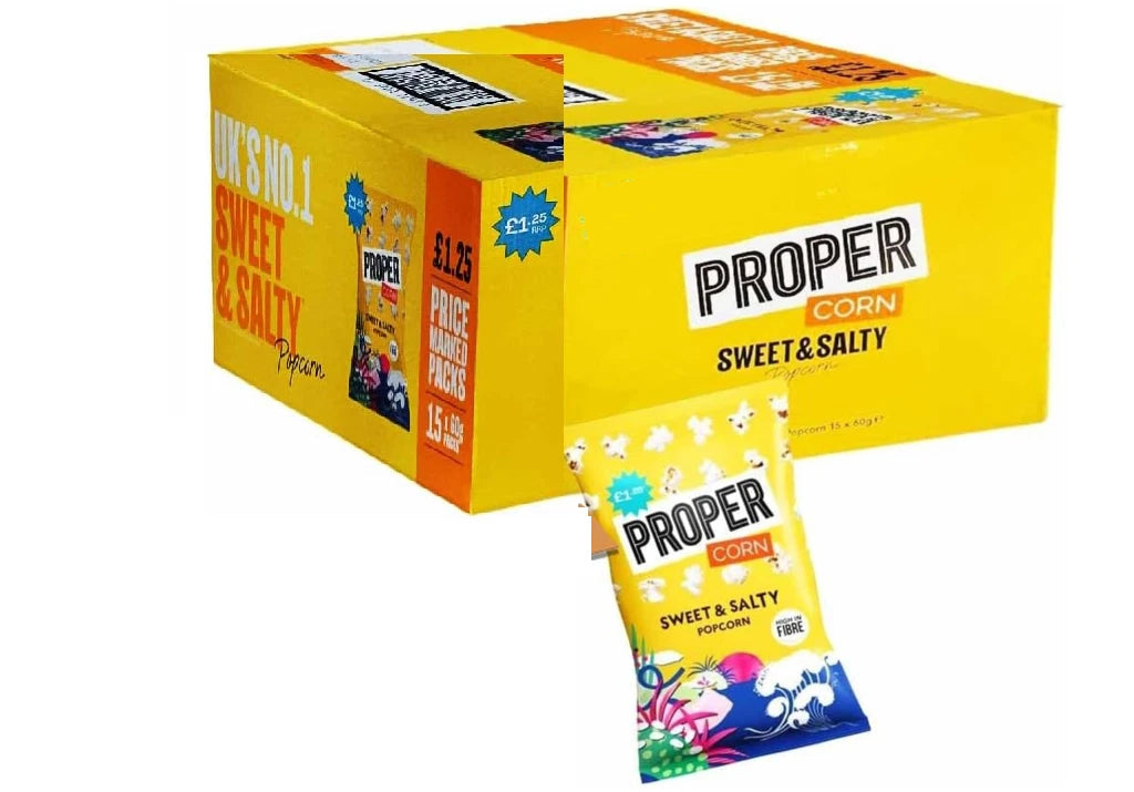 Proper Corn Popcorn Sweet & Salty Mixed Case, 60g × 15