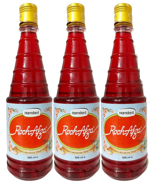 Hamdard Rooh Afza Rose Syrup 800ml Halal Certified Summer Drink Pack of 3