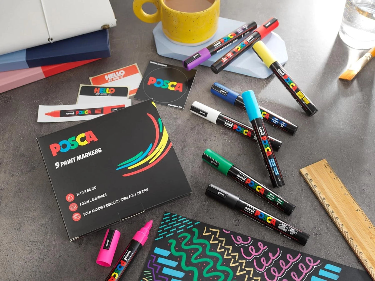 Posca PC-5M Medium Tip Acrylic Paint Marker Pens, 12 Colours Pack