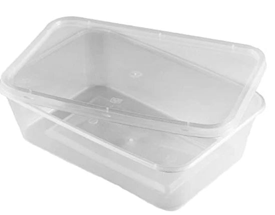 500ml Reusable Food Container, Clear Plastic with Lid Microwave Safe 250 pack