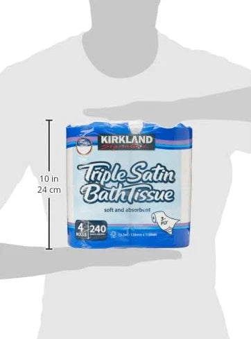Kirkland Signature Triple Satin 3-Ply Toilet Tissue 240 Sheets Pack of 20 Rolls