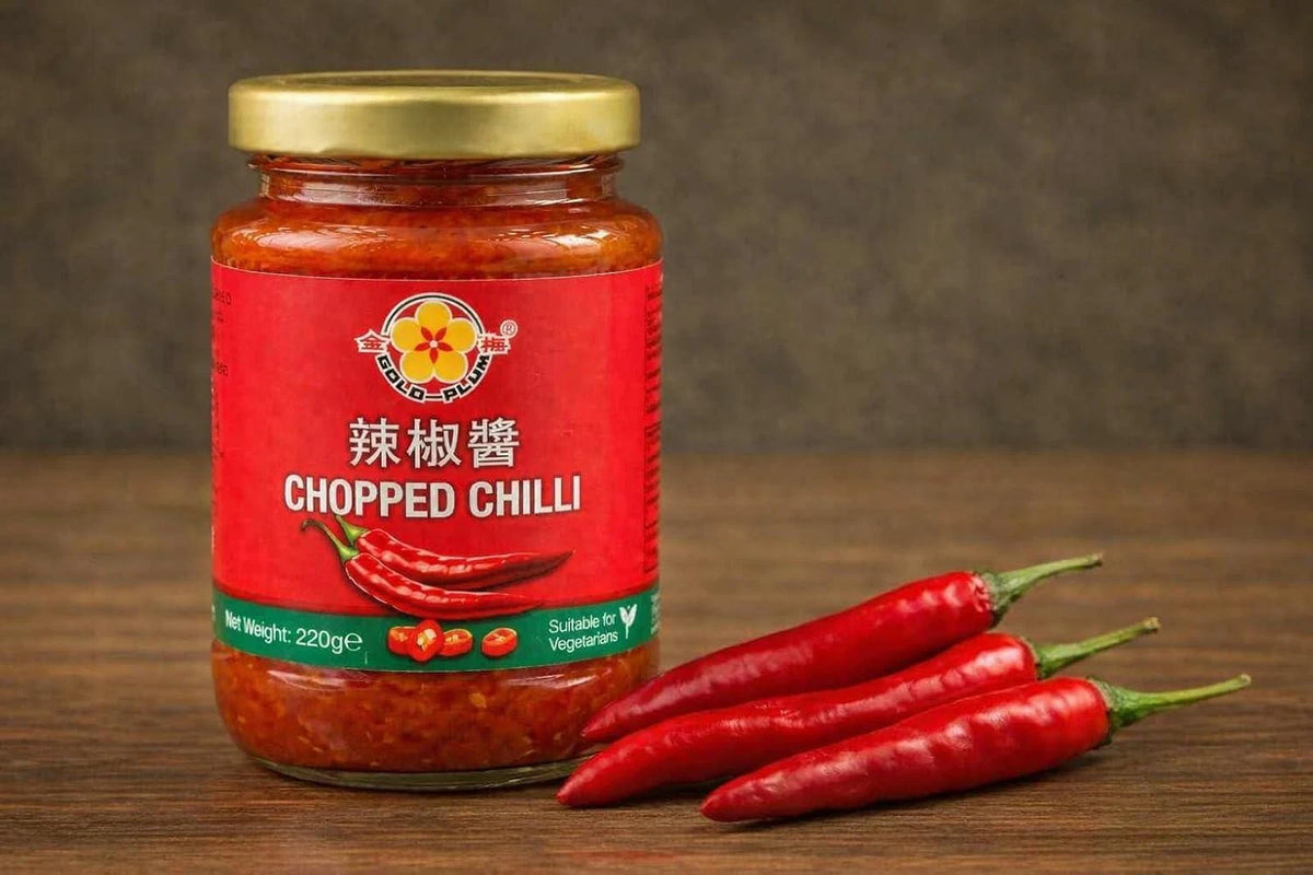 Gold Plum Chopped Chilli Sauce, Traditional Flavour 220g Pack of 2