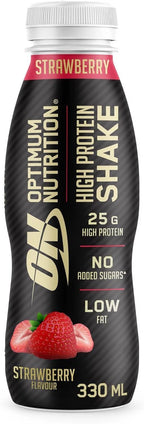 Optimum Nutrition High Protein Shake Bottles, Strawberry Flavour, 330ml x 12