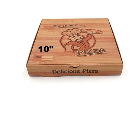 10" Brown Premium Quality PIZZA BOX Take Away Fast Food Printed Pack of 90