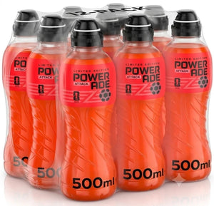 Powerade Attack Sports Drink, Cinnamon Flavour, Isotonic 500ml, Pack of 12