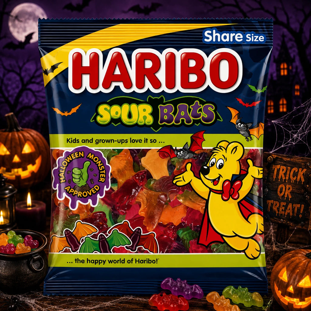 Haribo Sour Bats Sour Fruit Flavour Gummy Sweets 140g Pack of 12