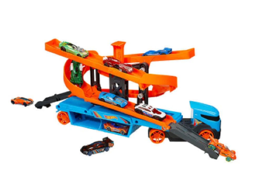 Hot Wheels Lift and Launch Hauler With 10 Cars (3+ Years)