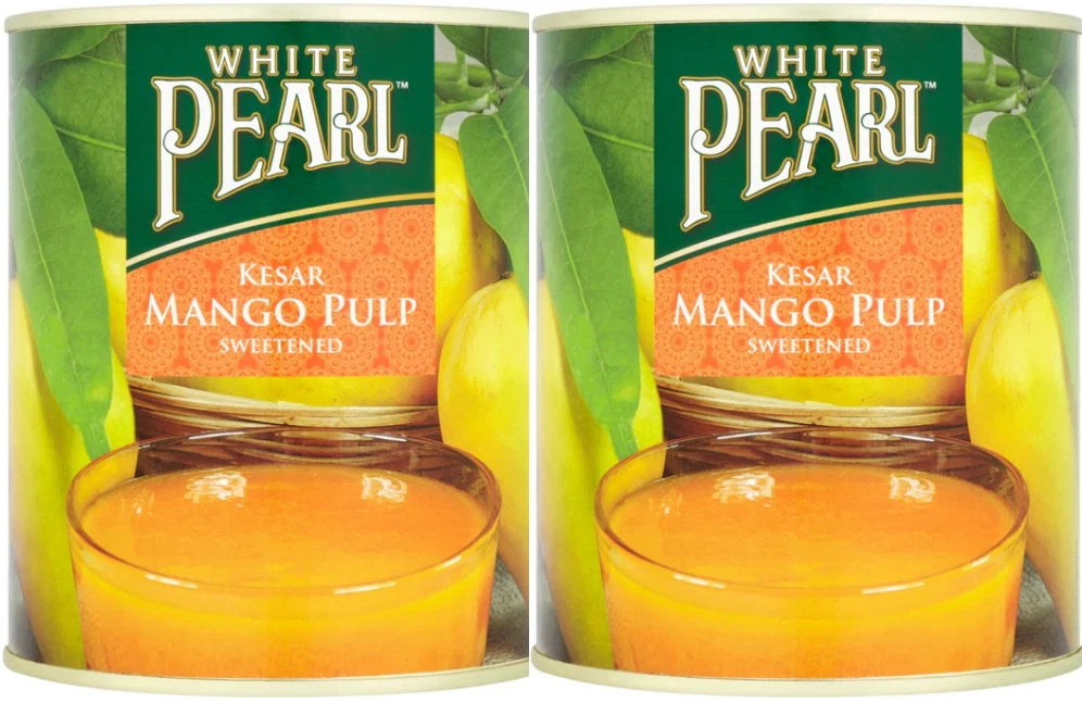 White Pearl Kesar Mango Pulp Sweetened 850g (Pack of 2)