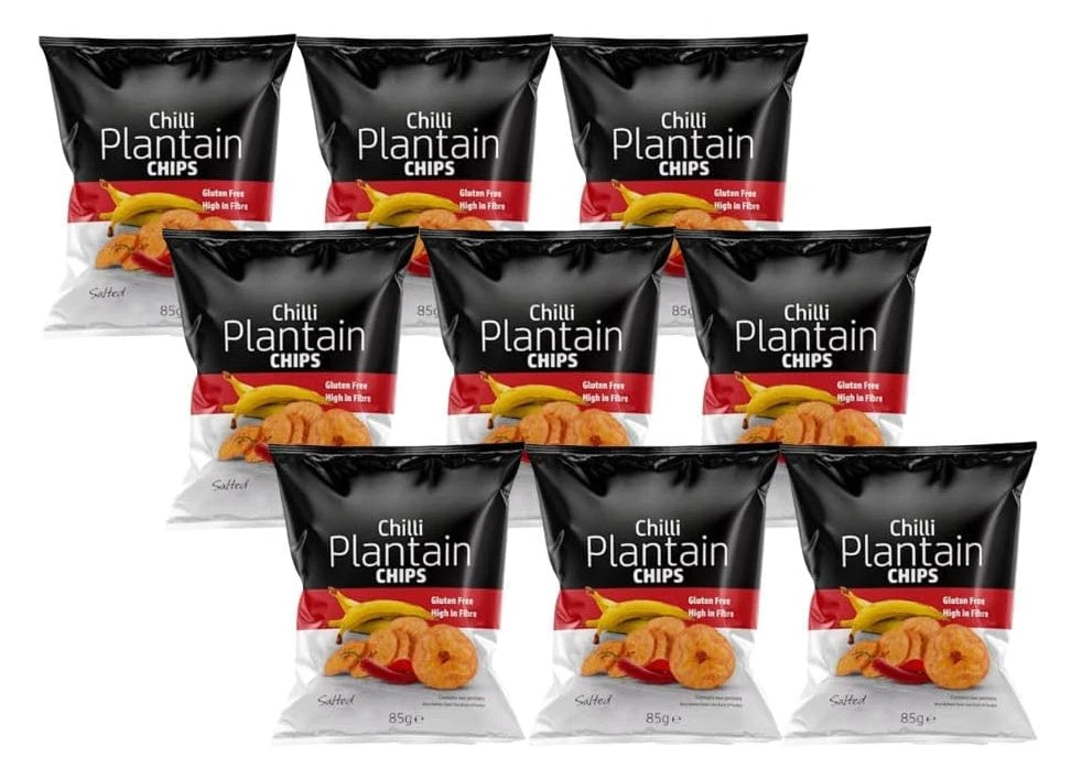 Grace Chilli Plantain Chips Salted 85g x 9 Gluten Free, High in Fibre, Vegan