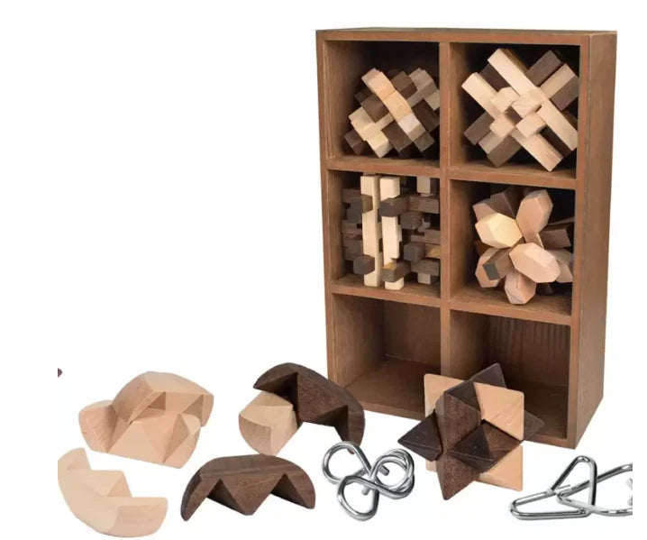 Think Box Thinking Puzzles With 8 Wooden and Iron Teasers (10+ Years)