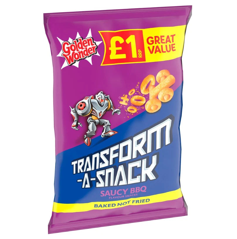Golden Wonder Transform-A-Snack Saucy BBQ Flavour Snacks 56 Pack of 18