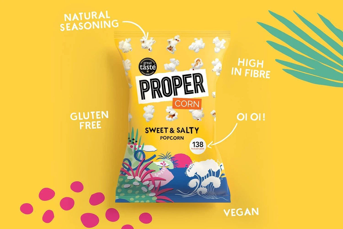 Proper Corn Popcorn Sweet & Salty Mixed Case, 32 x 14g
