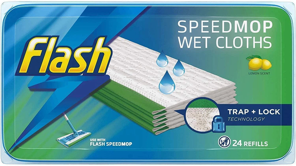Flash Speedmop Wet Cloths Lemon Multi-Surface Refills Pack of 2 x 24