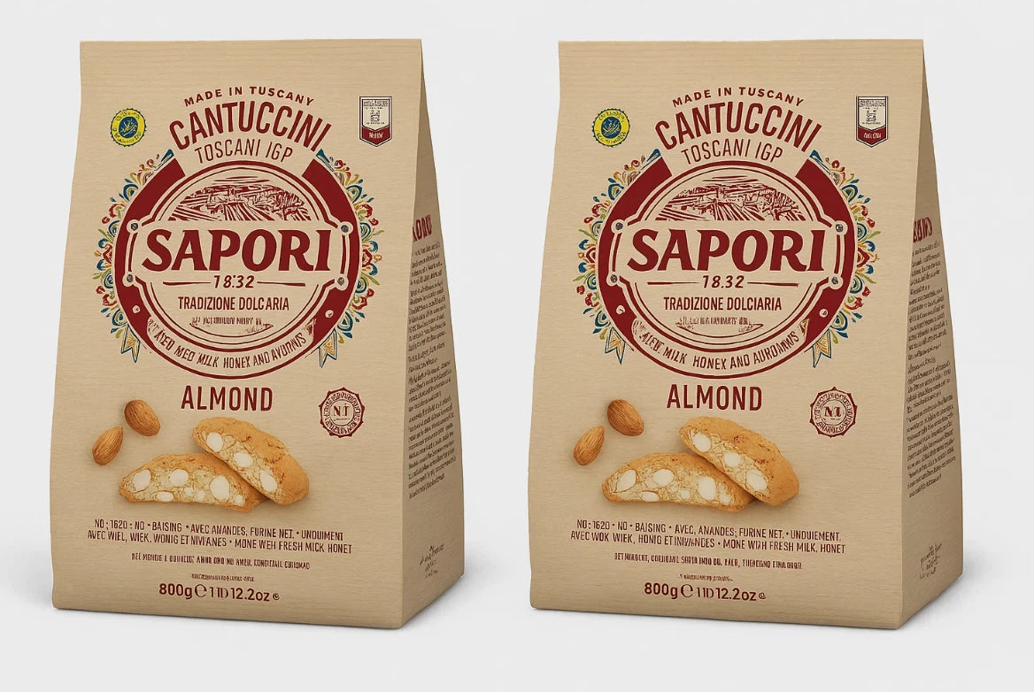 Sapori Cantuccini Almond Biscuit Toscani IGP Italian Baked Crisp Pack 2 x 800g