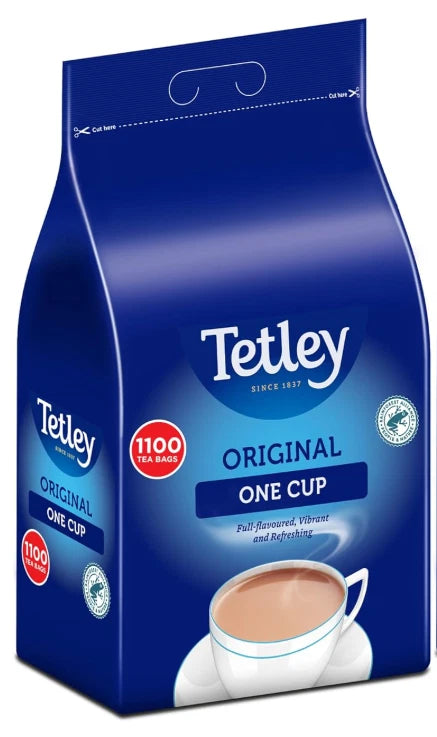 Tetley 1 One Cup Black Fresh Catering Size Sealed Pack of 1100 Tea Bags 2.5kg