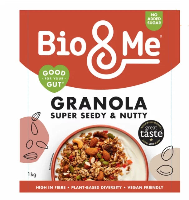 Bio & Me Granola Super Seedy & Nutty Vegan Natural Fibre Source Cereal Pack-1kg