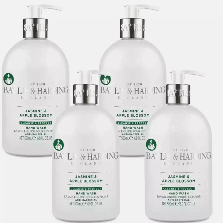 Baylis & Harding - Jasmine & Apple Blossom Hand Wash Pump Soap Gel Pack 4x500ml