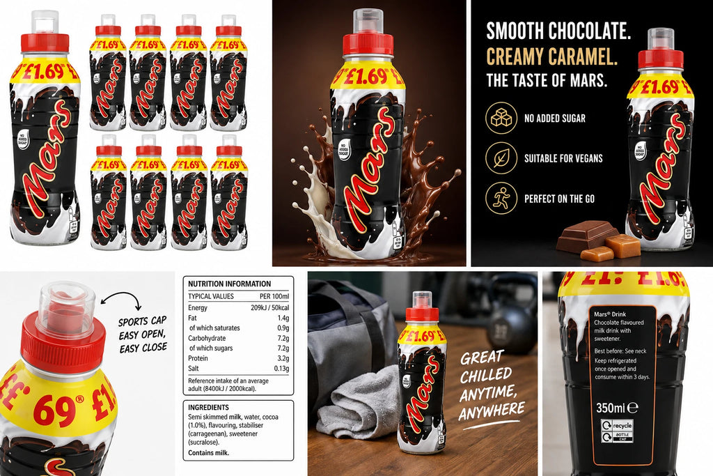 Mars Chocolate Flavoured Milk Drink Creamy Caramel & Smooth Chocolate 8 x 350ml