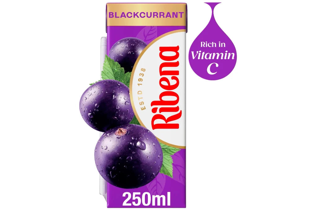 Ribena Blackcurrant Juice Drink Cartons - 24 x 250ml Real Fruit Juice No Artifi