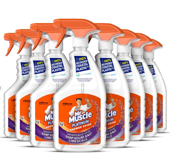 Mr Muscle Platinum Shower Shine Spray 750ML x 6