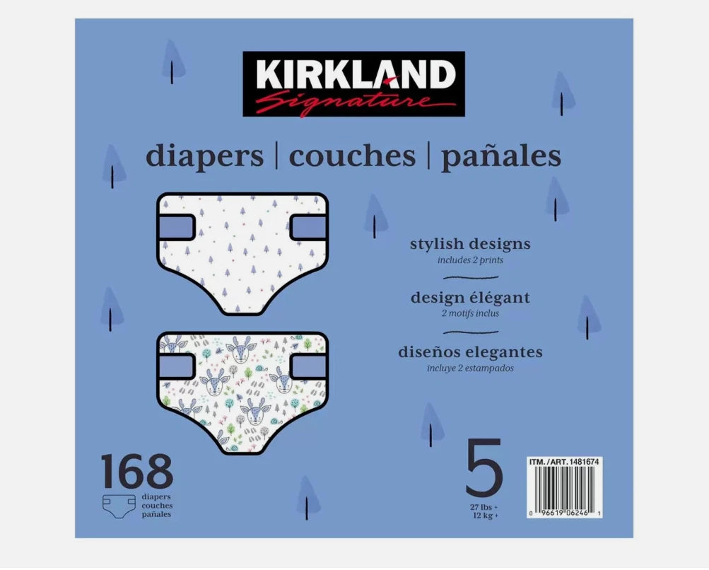 Kirkland Signature Baby Diapers Size 5 Nappy 12+kg Breathable Pack 168 Nappies