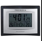 PRECISION Silver LCD Radio Controlled Alarm Clock, Black AP046