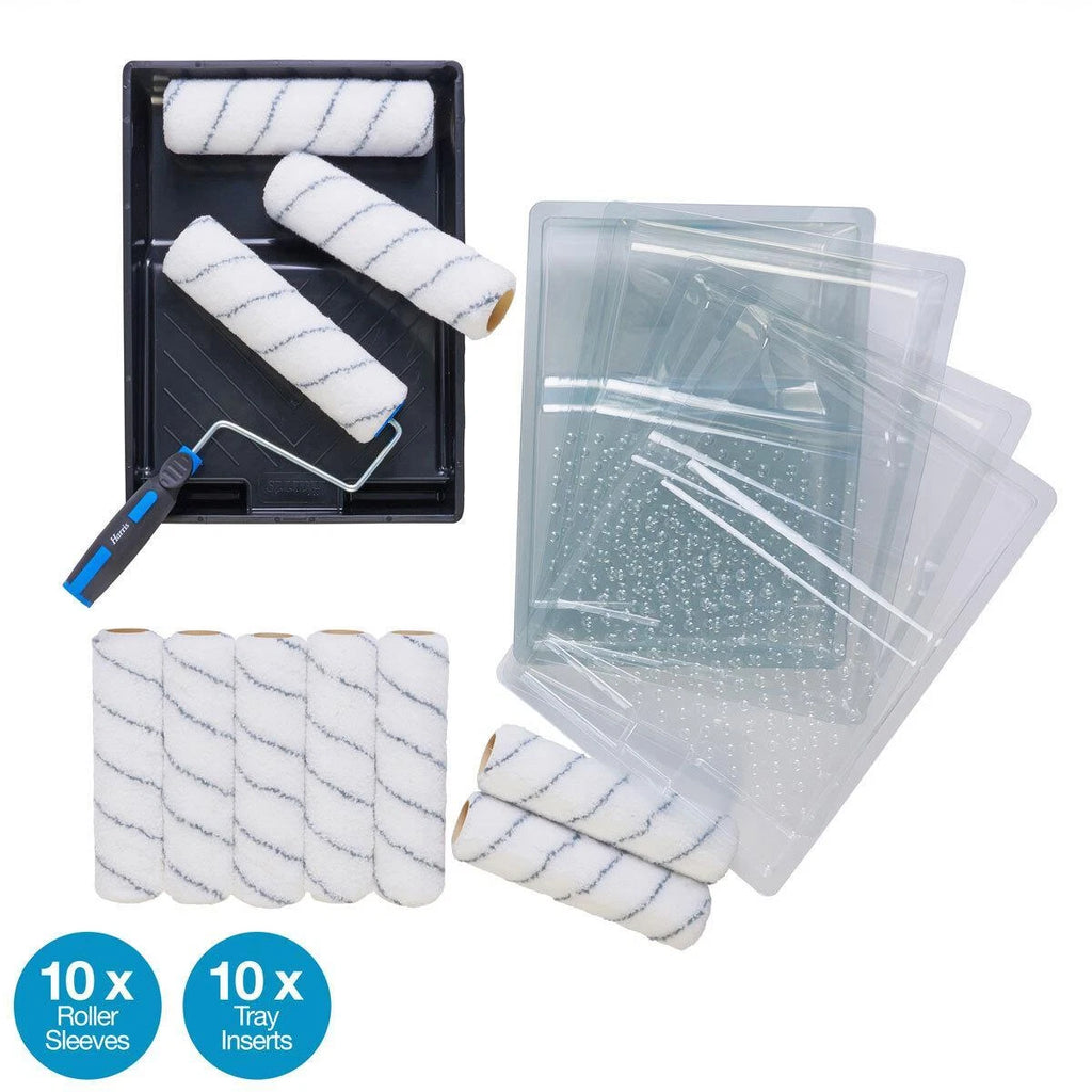 Harris 22 Piece Painting Set Paint Grip 10" Roller +Frame Tray +Inserts +Sleeves