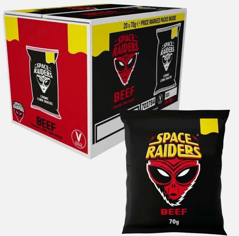Space Raiders Beef Crisps, Baked not Fried 70g Pack of 20