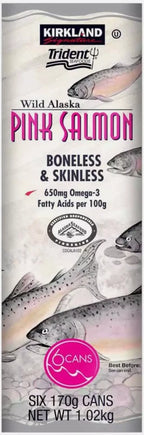 Kirkland Signature Wild Alaskan Pink Salmon Boneless & Skinless Cans Pack 6x170g