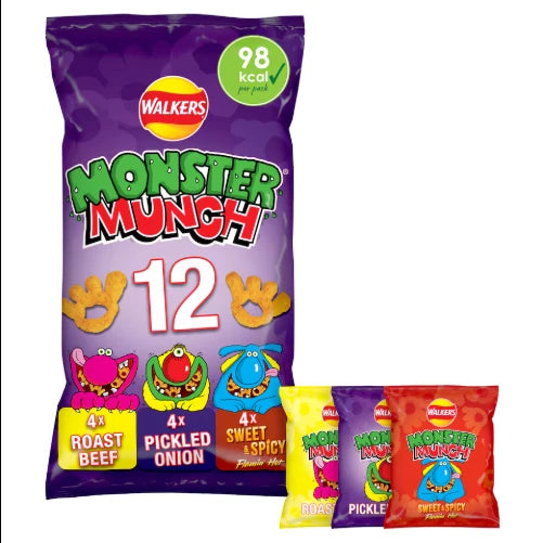 Walkers Monster Munch Multipack Snacks Crisps, 12 x 2 Pack