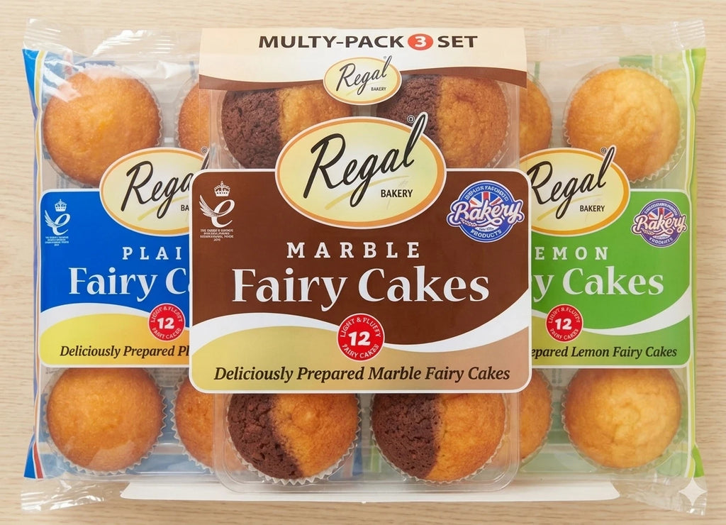 Regal Bakery Plain, Marble and Lemon, Variety Pack of 12 Cakes, 280g Each