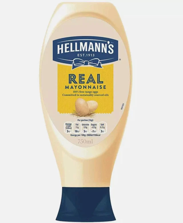 Hellmann's Real Squeezy Creamy Mayonnaise Mayo Sauce Salad Burger Pack 2 x 750ml