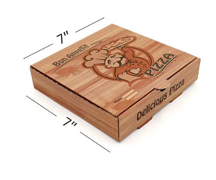 7" Brown Premium Quality PIZZA BOX Take Away Fast Food Printed Pack of 90