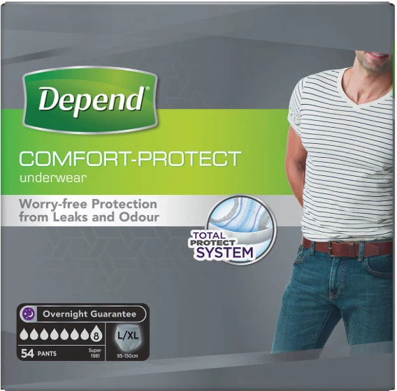 Depend Comfort Protect Incontinence Pants for Women & Men 54 / 60 Pack
