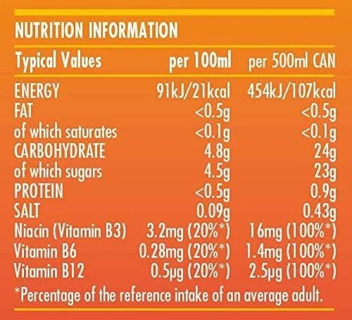 Rubicon Raw Energy Orange & Mango 500ml x 12