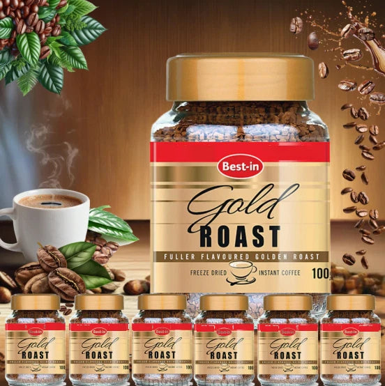 Best-in Gold Roast Freeze Dried Instant Coffee Golden Roast, 100g, Pack of 6