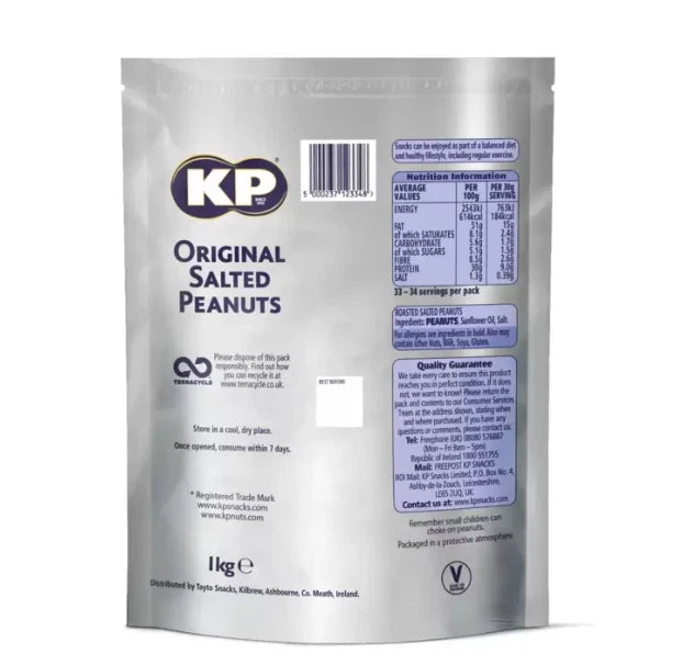 KP Original Salted Peanuts Zip Close Pack, 1kg